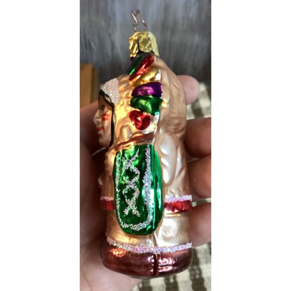 Inge Glass Blown Ornament Indian Chief Christmas Tree Decor Made in Germany - Picture 10 of 12